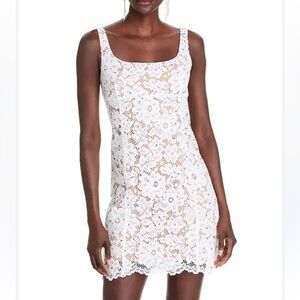 $298 MICHAEL Michael Kors Studded Corded Floral White Lace Mini Dress 0